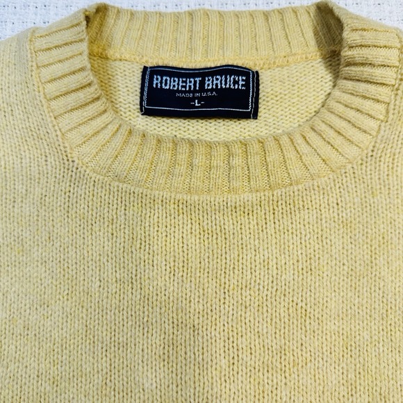 VTG Robert Bruce Men Yellow Crew Neck Long Sleeve Knit Sweater L USA Classic - Picture 9 of 13